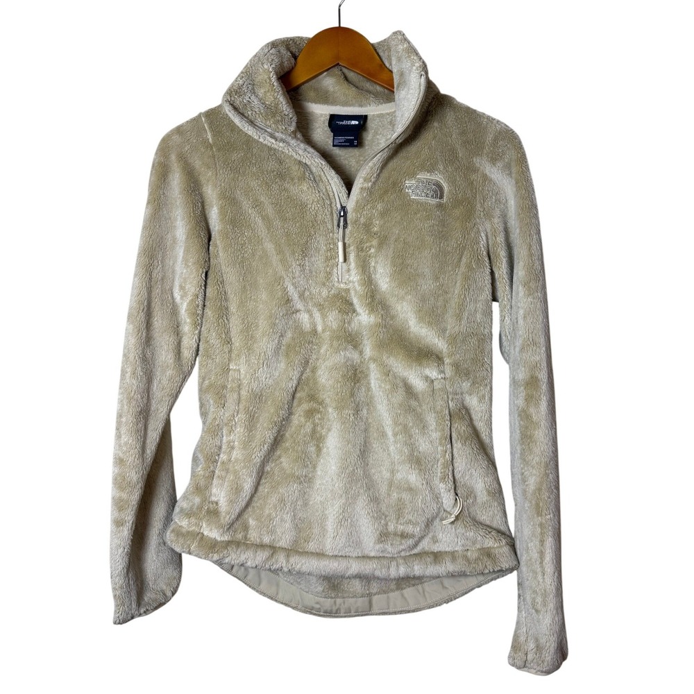The North Face Women Pullover XS Beige Osito 1/4 Zip Fleece Gorpcore Cabin Soft